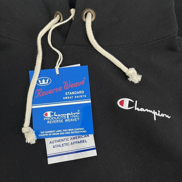 Champion Women's XS Reverse Weave Heavyweight Hoodie Sweatshirt Black - Picture 10 of 11